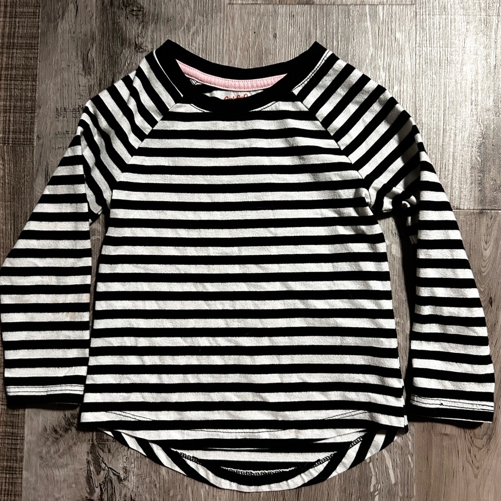 Cat & Jack Black and White Striped Long Sleeve Tee